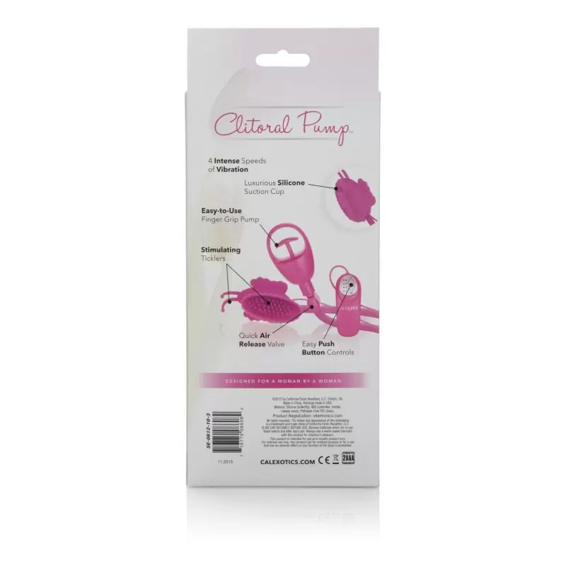 Помпа клиторальная с вибрацией Advanced Butterfly Clitoral Pump – розовый