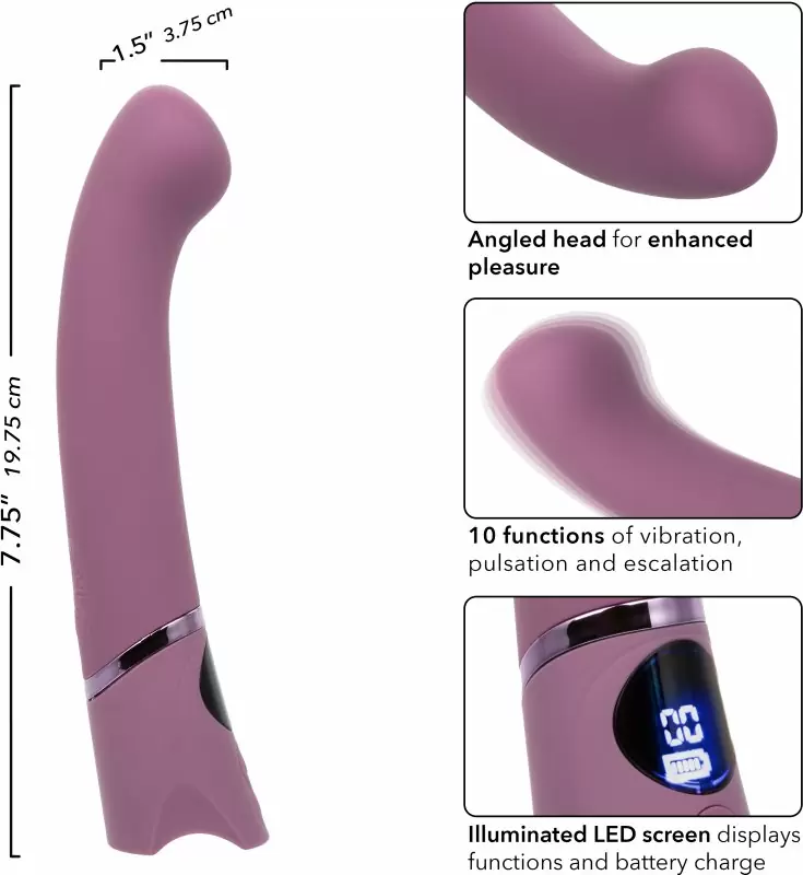 Изогнутый вибратор ORGASMATRON DIGTL G-WND, 19,75 см, силикон, фиолетовый