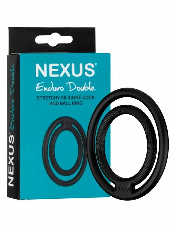 Двойное эрекционное кольцо Nexus Enduro Double, с подхватом мошонки, силикон, черное | Он и Она 18+