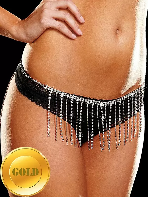 Украшение на бедра Ann Devine - Rhinestone Dangler Belt из кристаллов – золотой