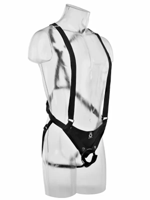 Реалистичная страпон система 11 Hollow Strap-On Suspender System, с насадкой фаллосом, 28 см, ПВХ, телесный