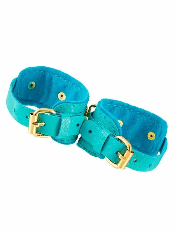 Миниатюрные наручники-оковы Pecado BDSM «МИНИ», двуслойные, натуральная кожа, голубые