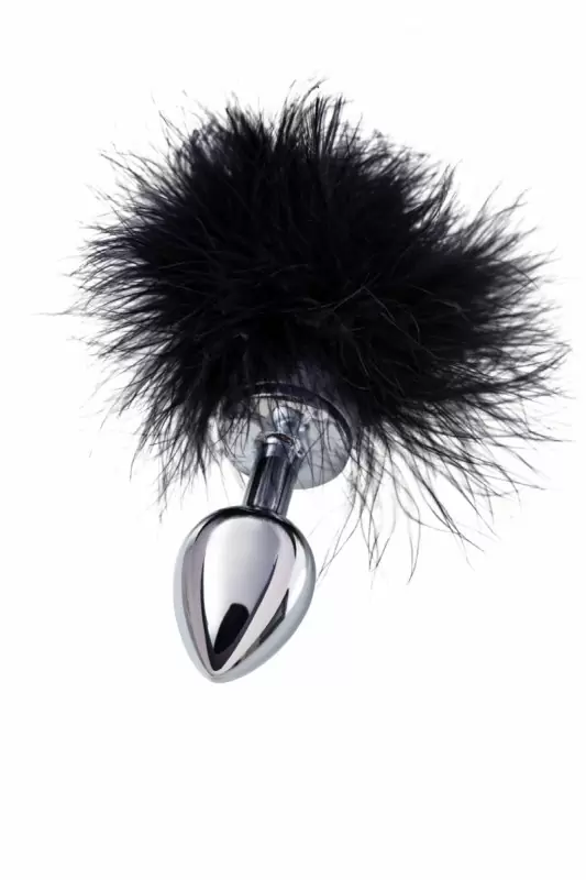 Маленькая анальная втулка с опушкой TOYFA Metal – чёрный