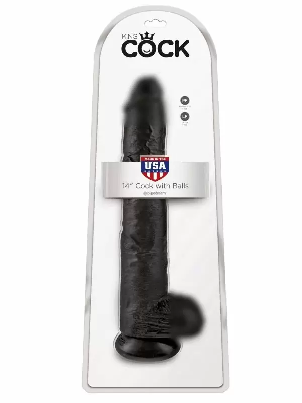 Реалистичный фаллоимитатор-гигант Pipedream King Cock 14 Cock with Balls, с мошонкой, 37,5 см, диаметр 6 см, черный
