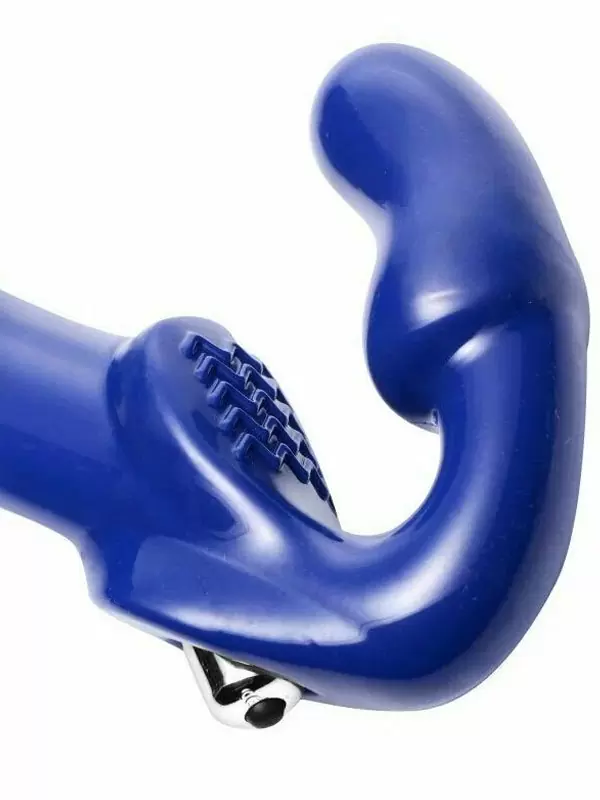 Анатомический страпон Revolver II Strap U, безремневой, 25 см, латекс, синий