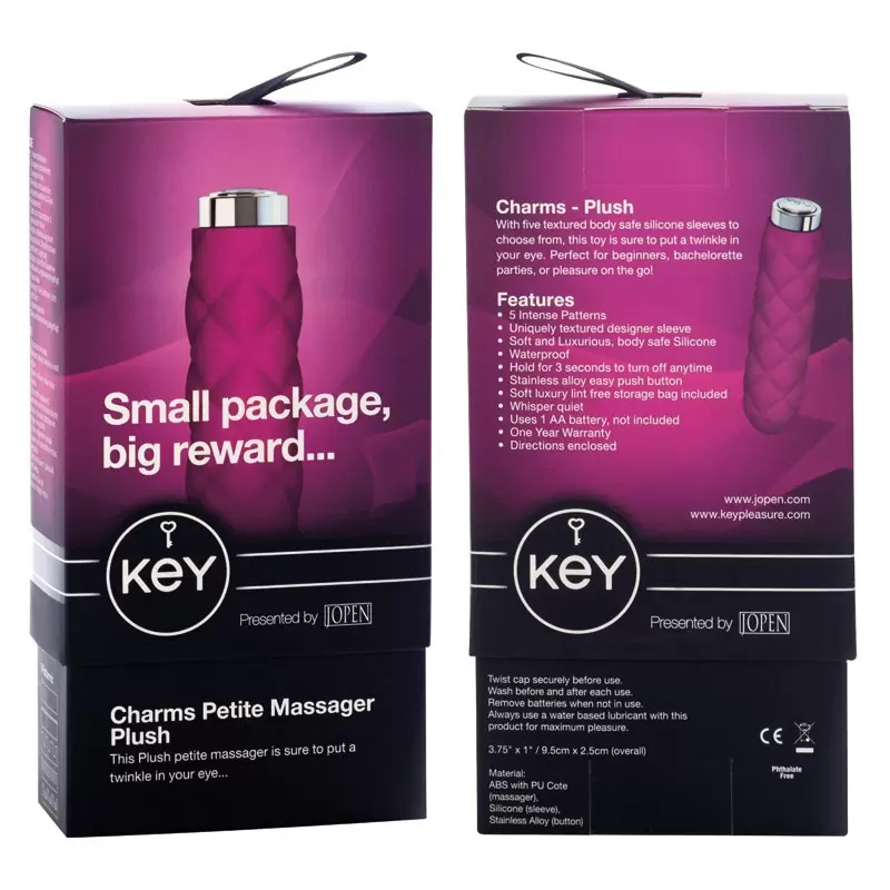 Мини вибромассажер с насадкой Charms Plush - Pink