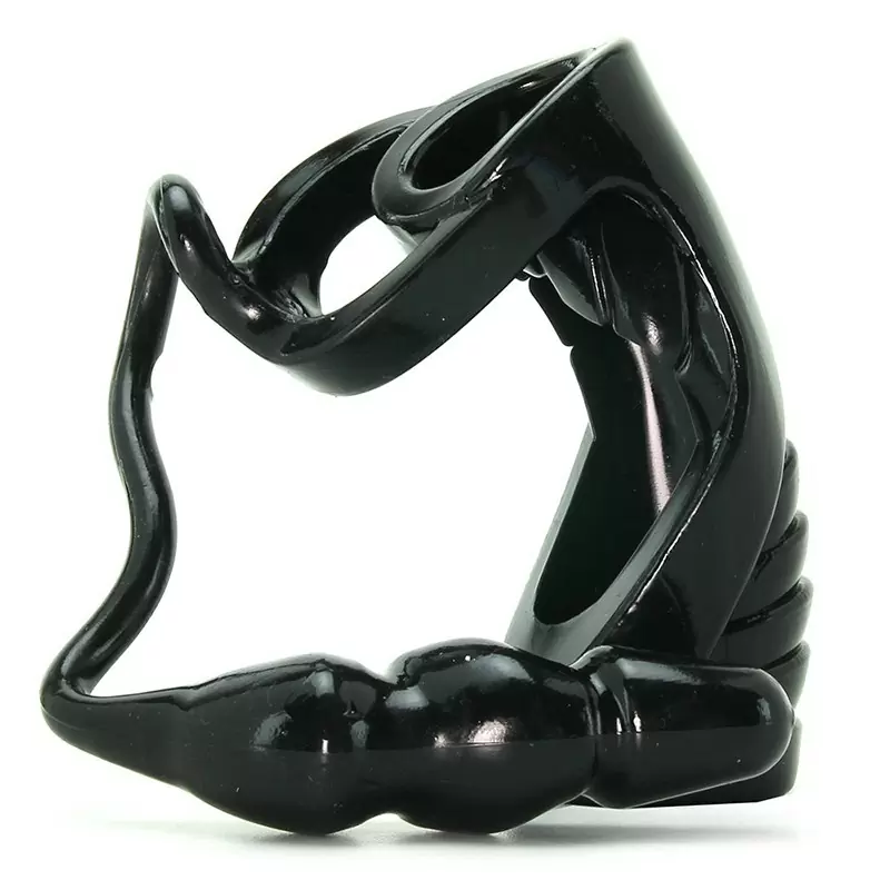 Насадка Extreme Enhancer with Anal Plug с кольцом на мошонку и пробкой – черная