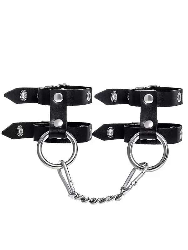 Наручники Pecado BDSM, однослойные, из двух ремешков, натуральная кожа, черные