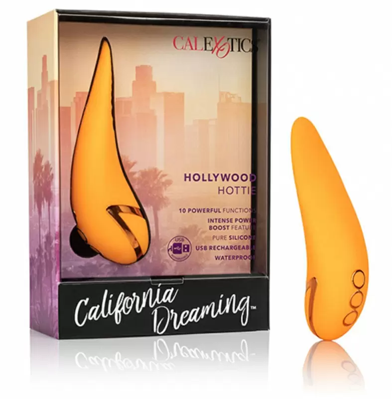 Мини-вибратор Hollywood Hottie с подвижным язычком - оранжевый
