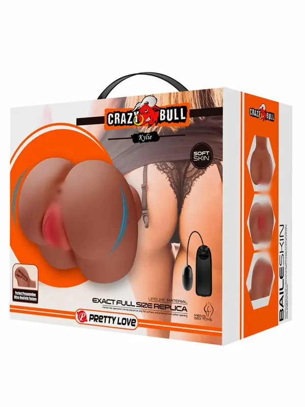 Реалистичный мастурбатор Baile Kylie, попка, с вибропулей, два отверстия, 14,8 см, телесный 