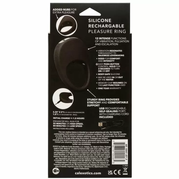 Перезаряжаемое эрекционное виброкольцо Silicone Rechargeable Pleasure Ring