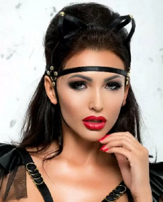 Маска Me Seduce с ушами из стреп лент - черный