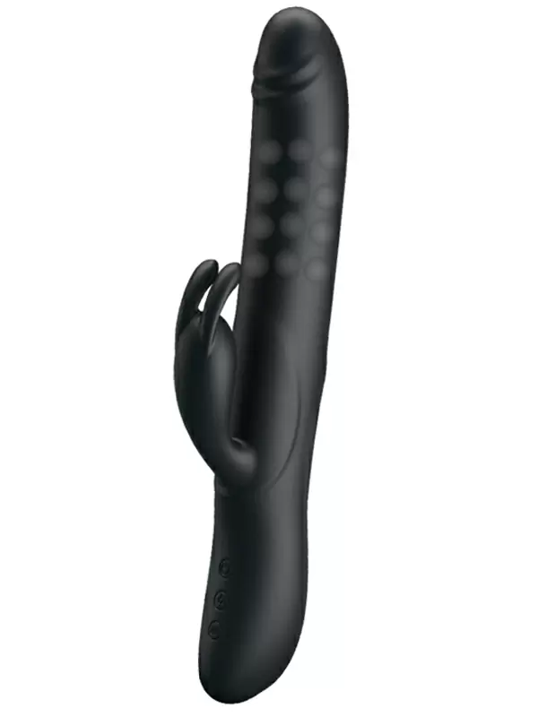 Элегантный вибратор-кролик Pretty Love Colin, с вращающимися бусинами, 25 см, силикон, черный