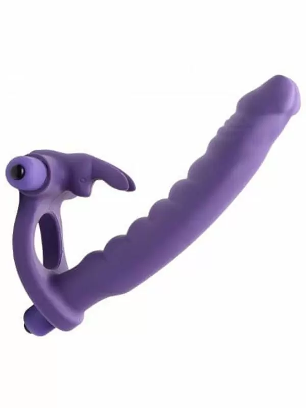 Эрекционное виброкольцо Double Delight, для двойного проникновения, стимуляция клитора, 16,5 см, фиолетовое