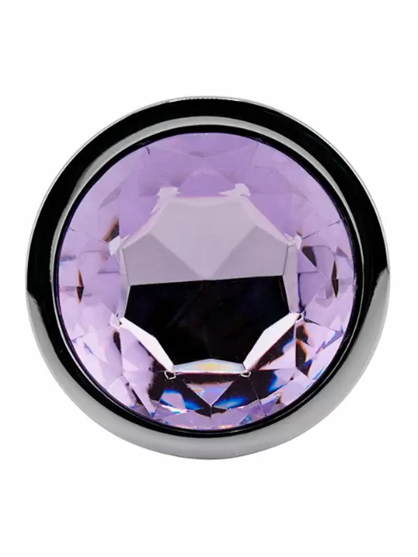 Серебряная анальная пробка с нежно-фиолетовым кристаллом (Large)