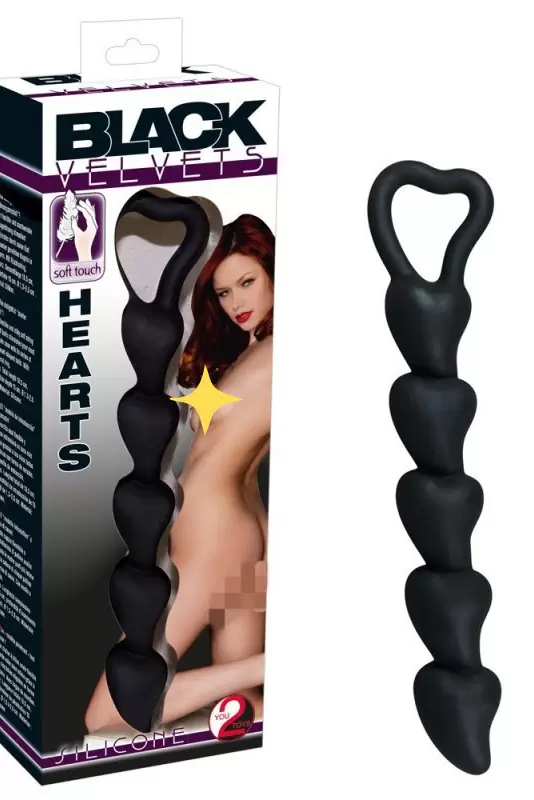 Анальный стимулятор Black Velvets Hearts – черный
