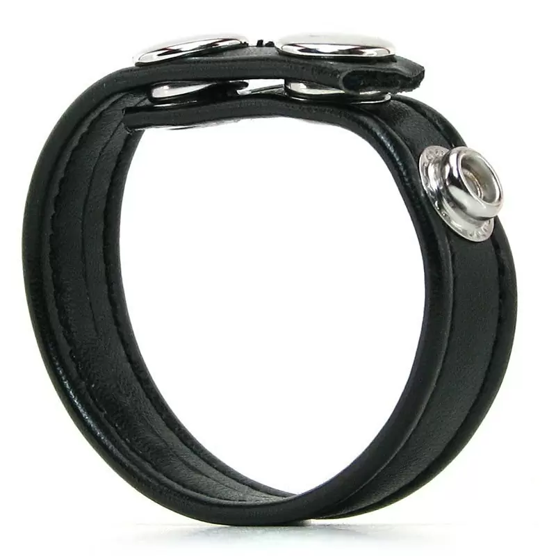 Кольцо на пенис из искусственной кожи Snap Cock Ring с заклепками – черный