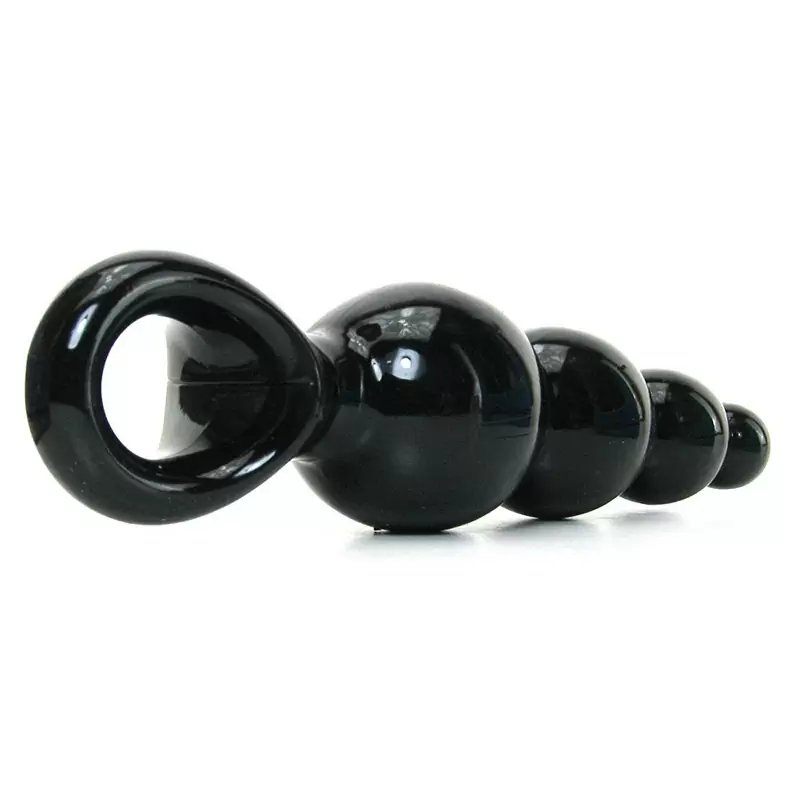 Анальная пробка с кольцом Jolie Ripples Small – черная