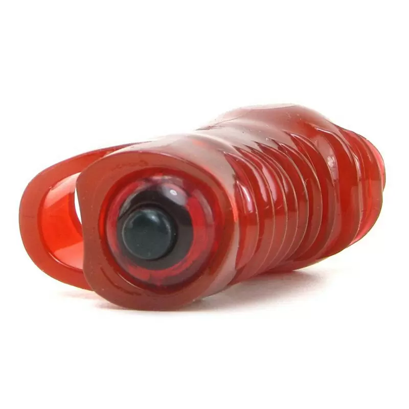 Светящийся вибростимулятор на палец Screaming O - Fing O Glow с волнами – красный