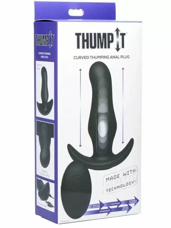 Анальная пробка Kinetic Thumping, с функцией толчков, 13,3 см, 4 режима, черный