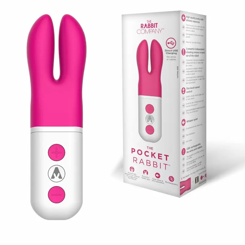 Карманный вибромассажёр-кролик с ушками The Rabbit Company The Pocket Rabbit – малиновый