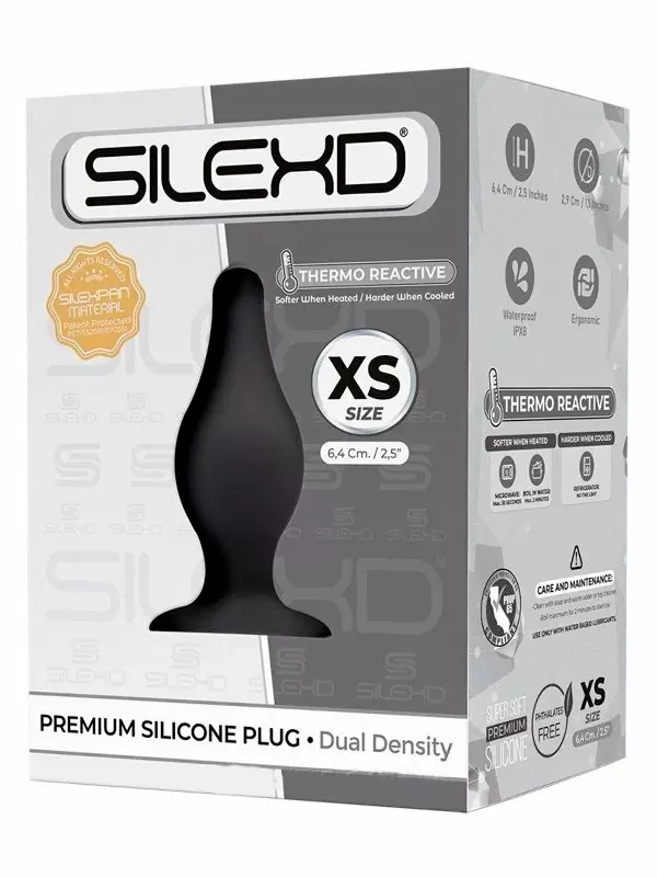 Термореактивная анальная пробка SILEXD Plug Model 2, с заострённым кончиком, 6,4 см, силикон, черный