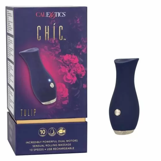 Инновационный вибратор CHIC TULIP, 11,5 см, силикон, синий 