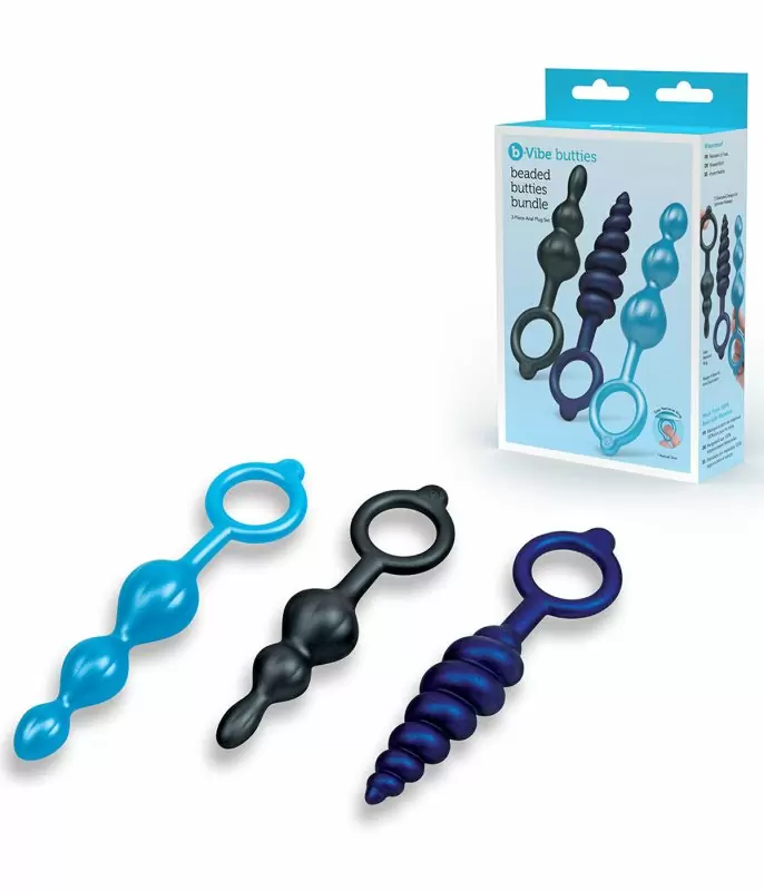 Набор анальных елочек b-Vibe BEADED BUTTIES BUNDLE, 3 размера, силикон