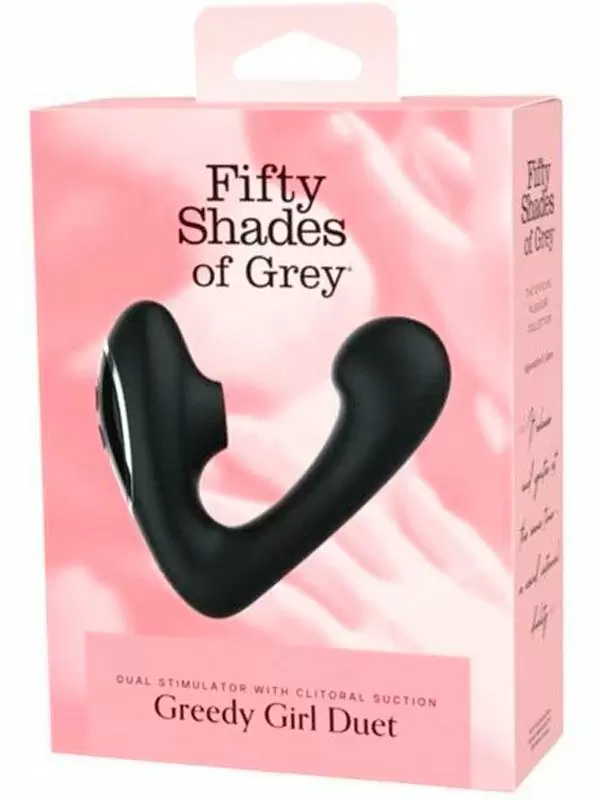 Компактный вибратор-кролик Fifty Shades of Grey Greedy Girl Duet, технология Pleasure Air, 12,5 см, черный