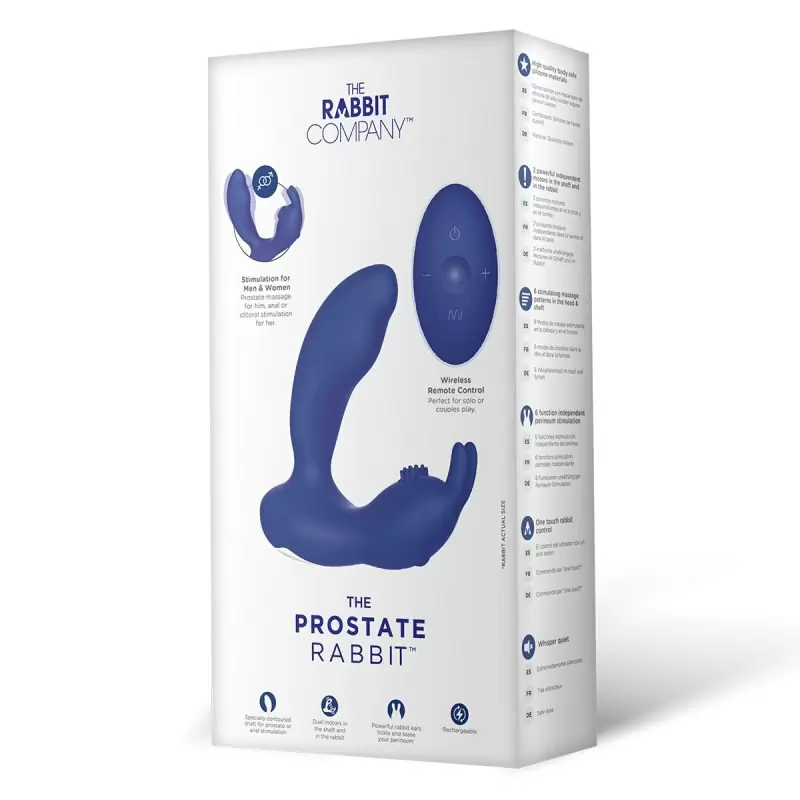 Перезарежаемый стимулятор простаты с вибрацией The Prostate Rabbit - синий