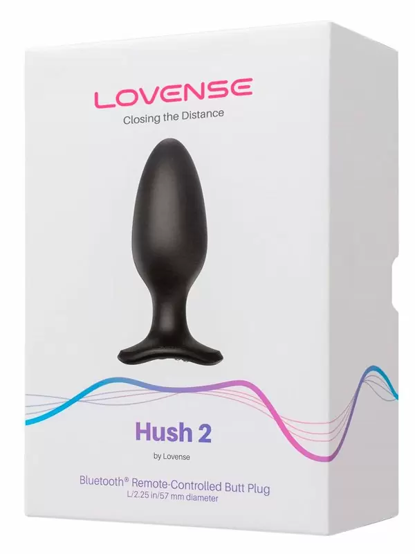 Инновационная анальная вибропробка, LOVENSE Hush 2, 17 см, управление через приложение, 7 режимов, размер L, черный