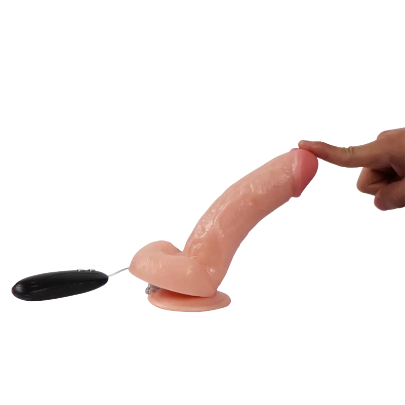 Вибро-реалистик с мошонкой на присоске RF 17 см - телесный