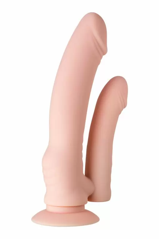 Реалистичный двойной фаллоимитатор на присоске TOYFA A-Toys с вибрацией – телесный