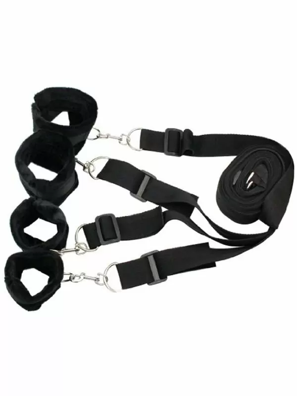 Набор бондажей Frisky, для фиксации на кровати, 7 предметов, черный