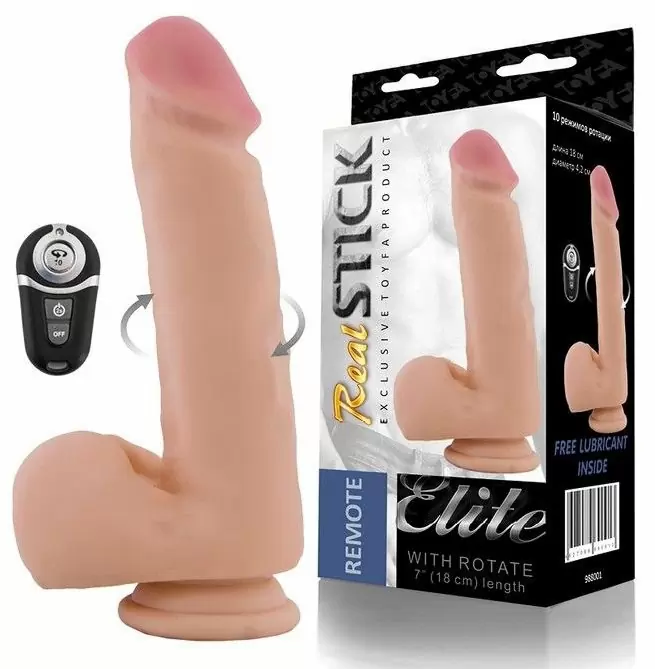 Реалистичный фаллоимитатор TOYFA RealStick Elite 18 см с ротацией - телесный