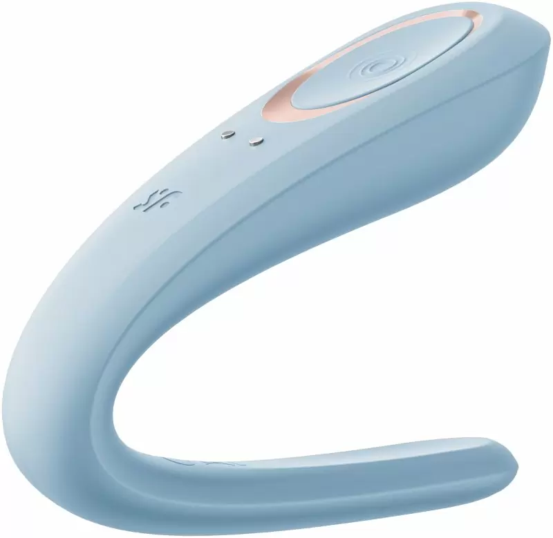 Вибромассажер для пар Satisfyer, голубой, 10 режимов, силикон