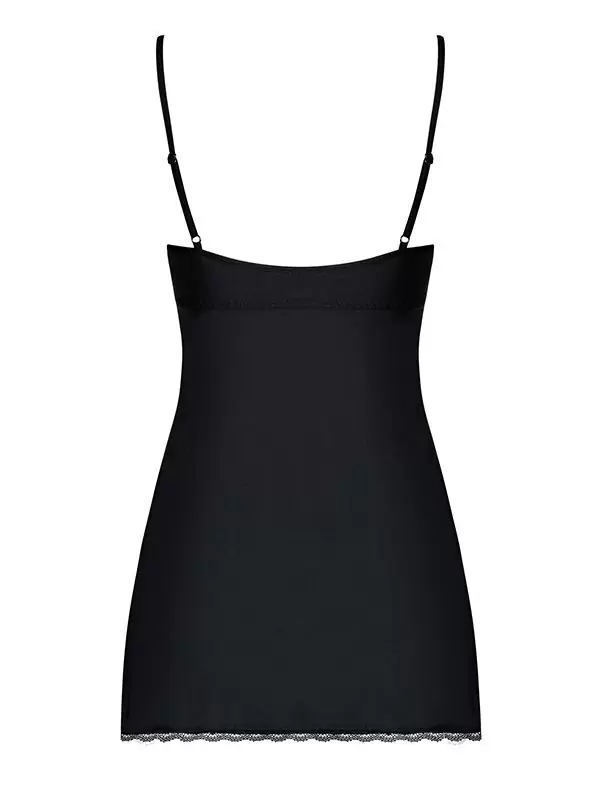 Элегантный черный беби долл с атласным бантиком и трусики-панти Blackardi (Obsessive) – L/XL