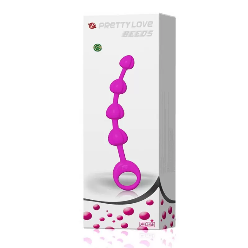 Анальная цепочка Beeds из рельефных шариков – розовый