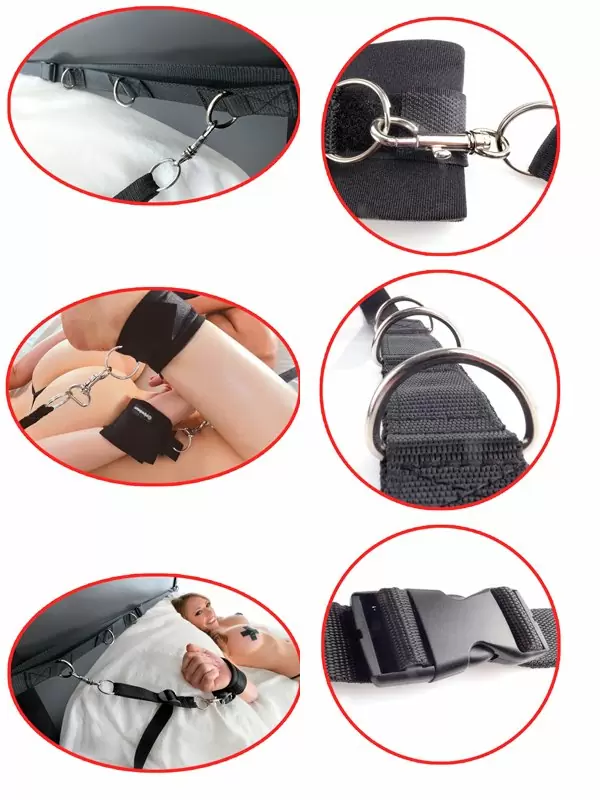 Фиксация ременная Ultimate Bed Restraint System, пристегивается на кровать, неопрен, черный