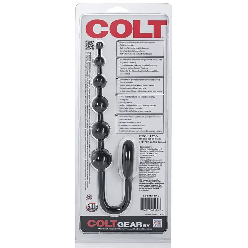 Анальная цепочка Colt Buddy Balls с эрекционным кольцом – черная
