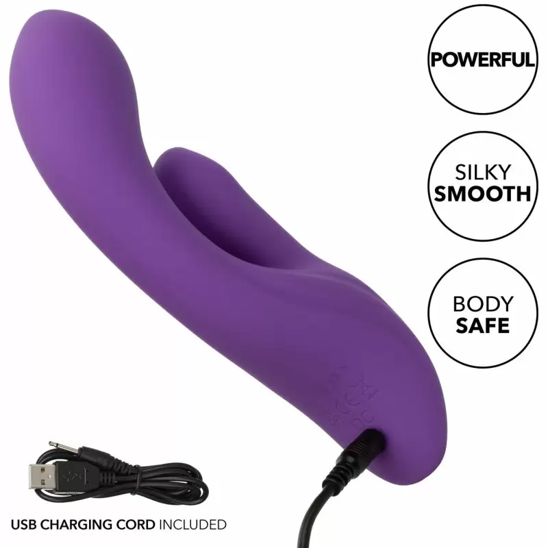 Изогнутый вибратор-кролик Stella Liquid Silicone Dual Pleaser, 17,25 см, силикон, фиолетовый