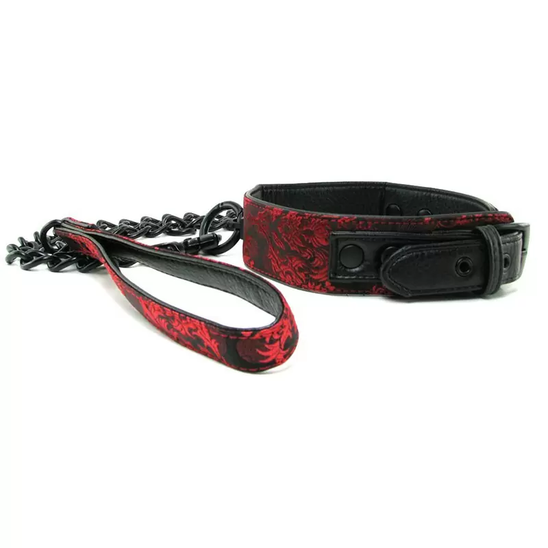 Ошейник с цепью Scandal Collar with Leash атласный