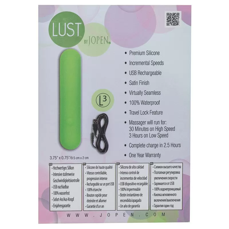Перезаряжаемый мини-вибромассажер Lust by Jopen L3 – зеленый