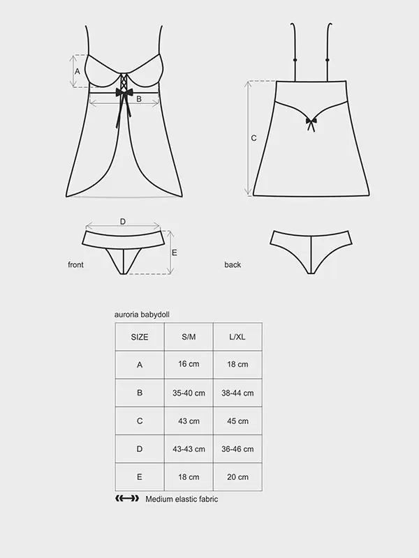 Синий беби долл с нежным кружевным узором и трусики-панти Auroria (Obsessive) – S/M