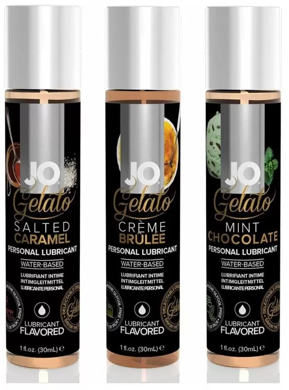 Новогодний набор. 3 вкусовых лубриканта Gelato: соленая карамель, крем-брюле, мятный шоколад