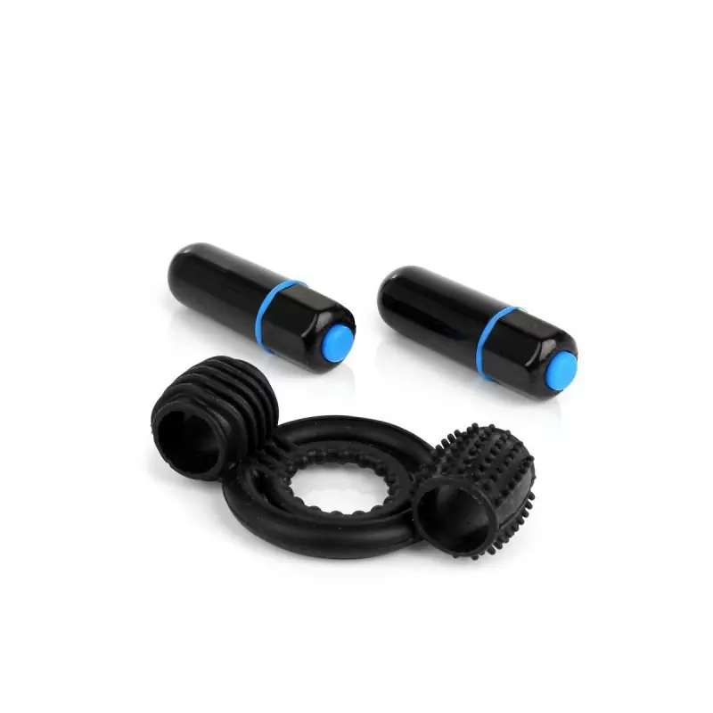 Двойное эрекционное кольцо с вибрацией OptiMALE Vibrating Double C-Ring – черный