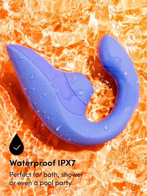 Компактный вибратор-кролик Womanizer Blend с бесконтактной клиторальной стимуляцией, 13,8 см, голубой