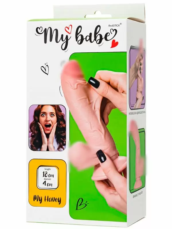 Реалистичный фаллоимитатор My Babe by RealStick My Honey, TPE, 18 см, телесный