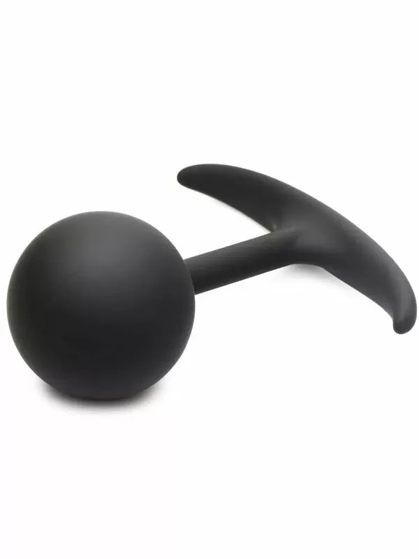 Крупная анальная пробка Heavy Hitters с утяжелением, в форме шара, 12 см, размер XL, черный
