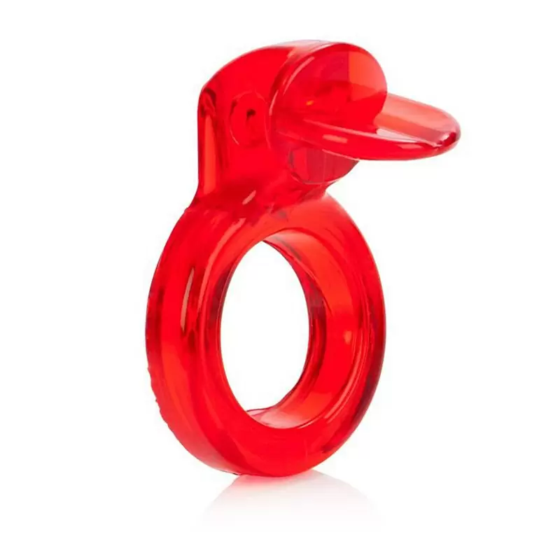 Эрекционное виброкольцо со стимулятором клитора Язычок Wireless Clit Flicker – красный